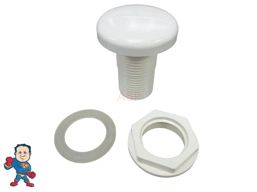 Smooth White Air Control Valve – 2″ Face, 1-1/16″ Hole, 1/2″ Slip Connection for Hot Tubs