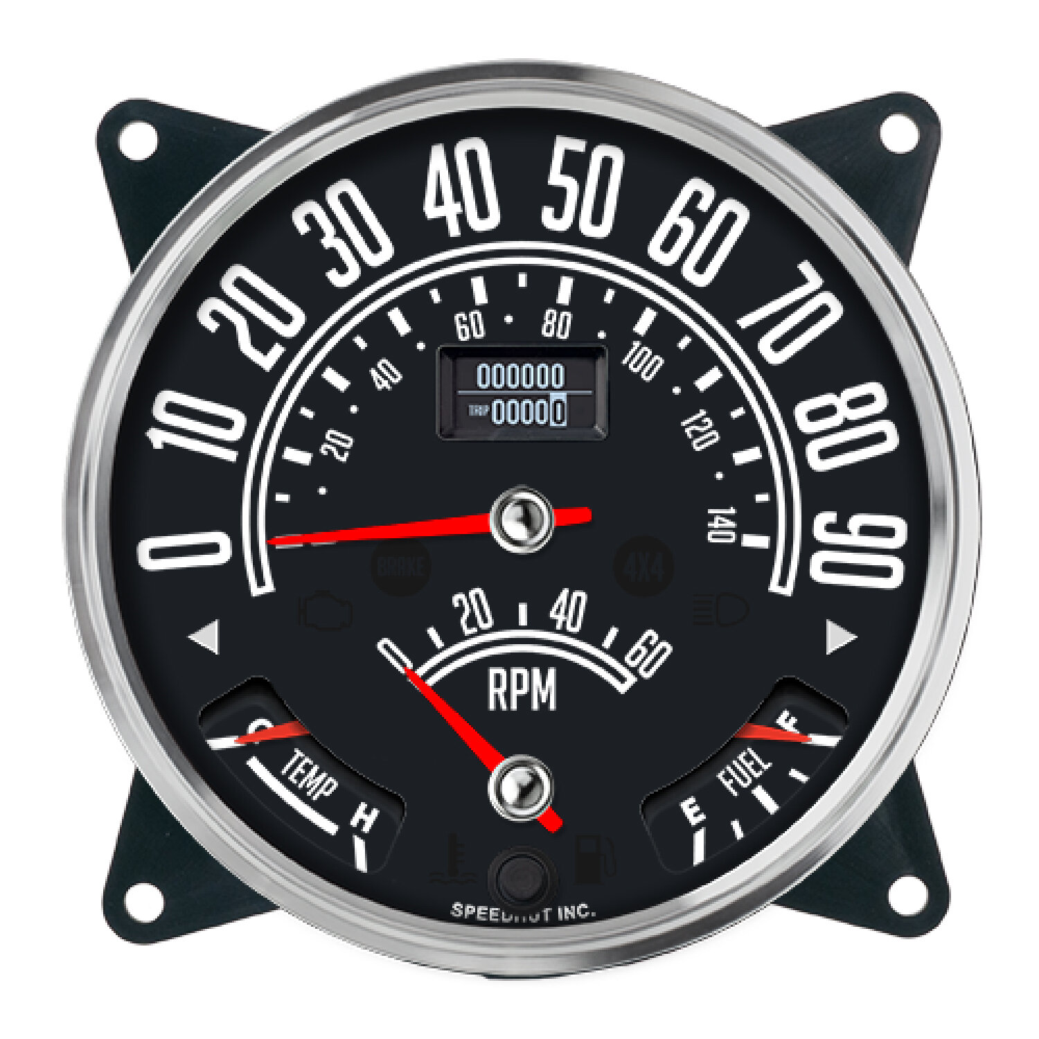 Speedhut R55-QG4T-CJ 5-1/2" Speedometer Cluster 90 MPH + 140 KM/H GPS + 6K RPM Tachometer for 55-86 Jeep CJ-5, CJ-6, CJ-7 & CJ8