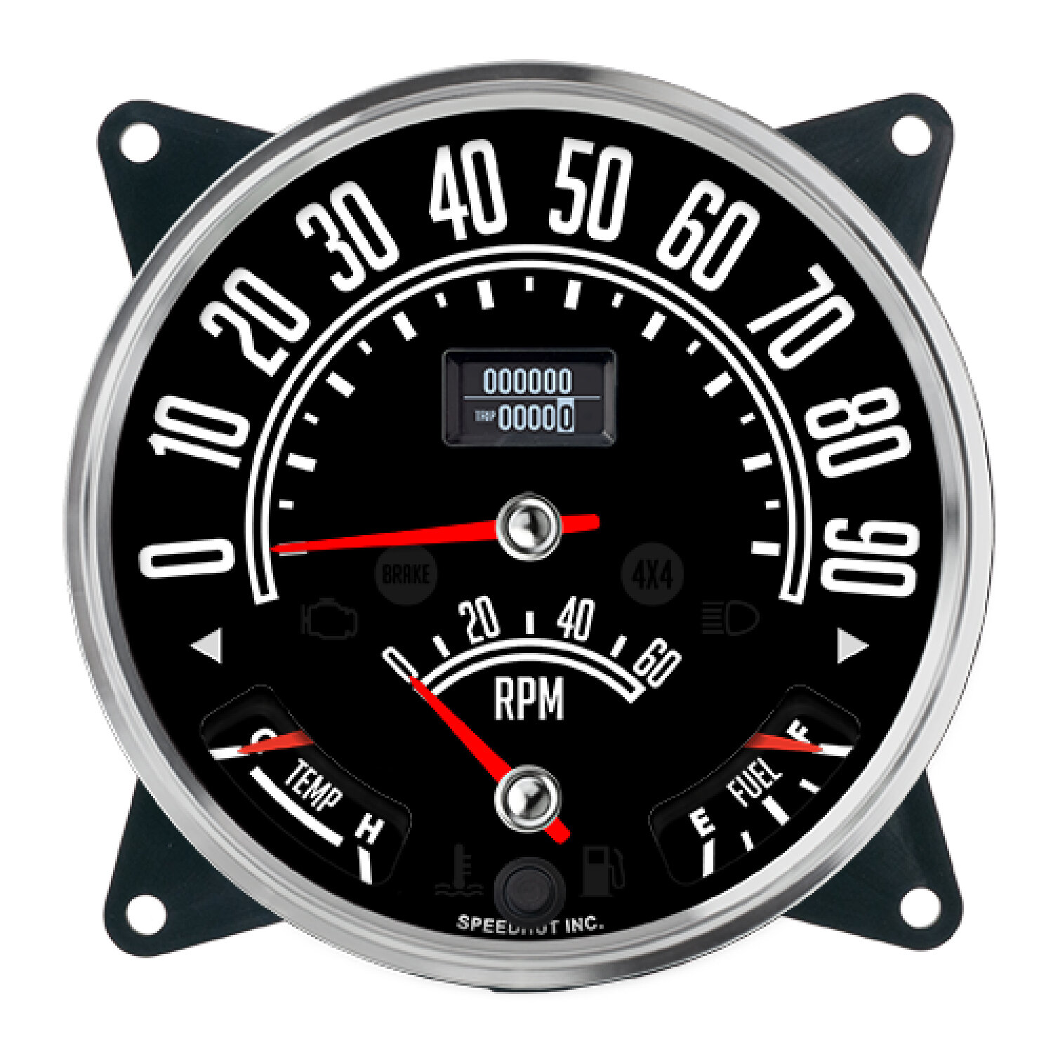 Speedhut R55-QG3T-CJ 5-1/2" Speedometer Cluster (0-90 MPH)for 55-86 Jeep CJ-5, CJ-6, CJ-7 & CJ8