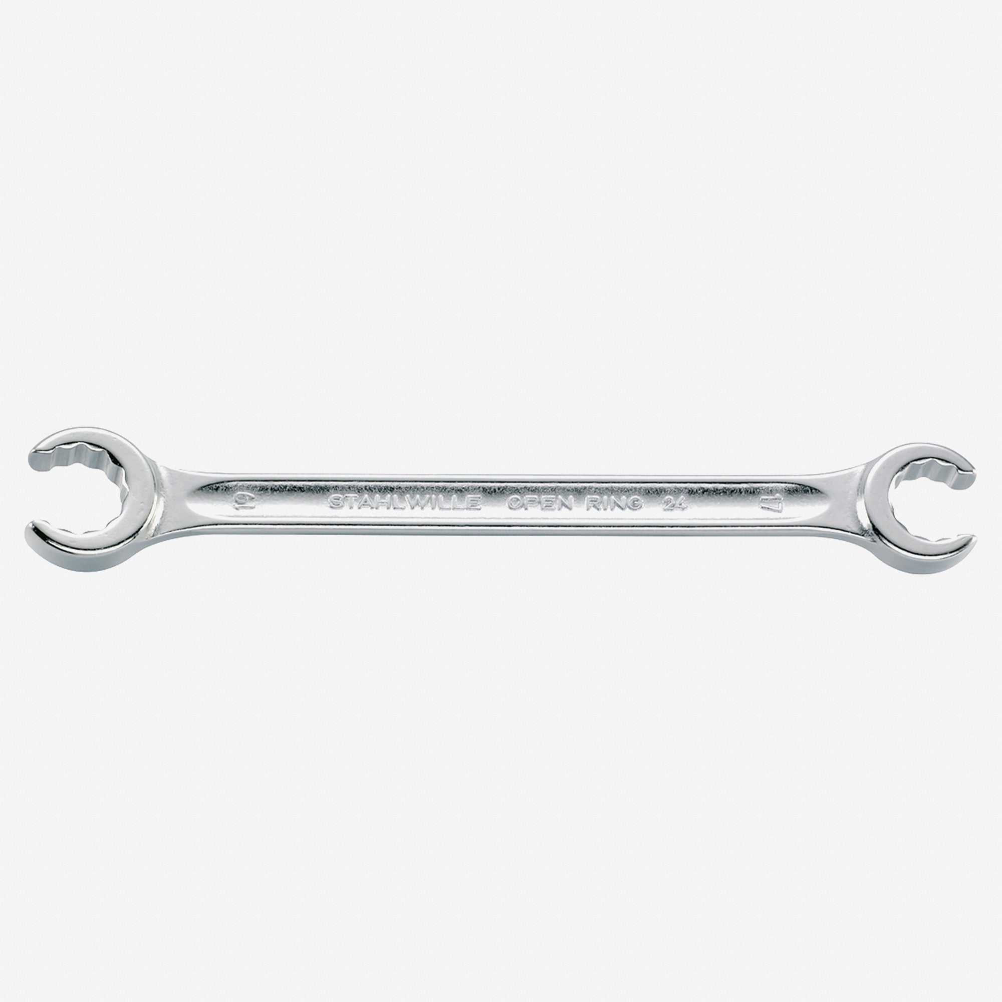Stahlwille 24 Double Ended Open Ring Bi-hex Flare Nut Spanner, Angled, 24 x 27 mm