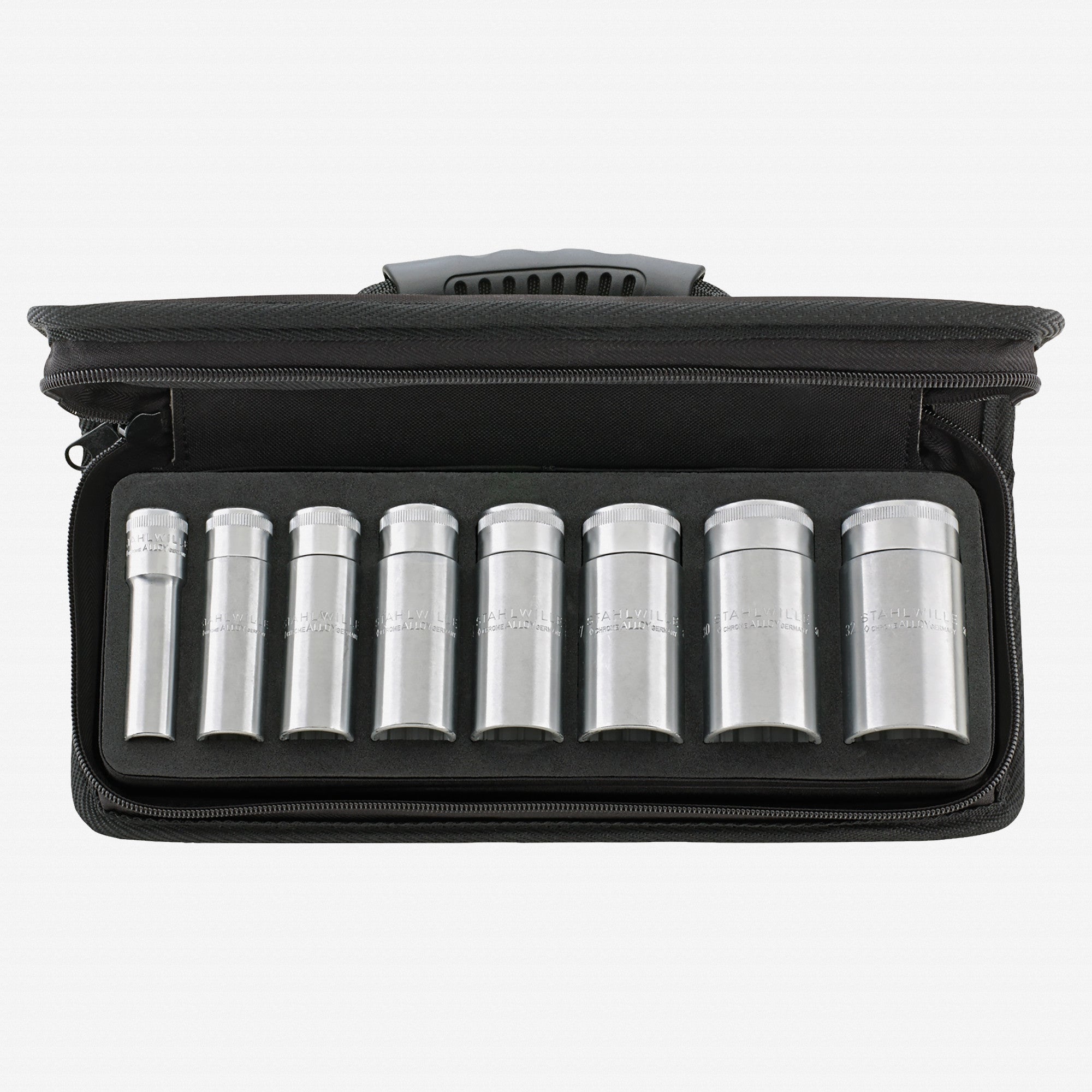 Stahlwille 51/8 Deep Socket Set, 1/2" Drive, Metric, 13-32mm, 12-Point, 9 Pieces