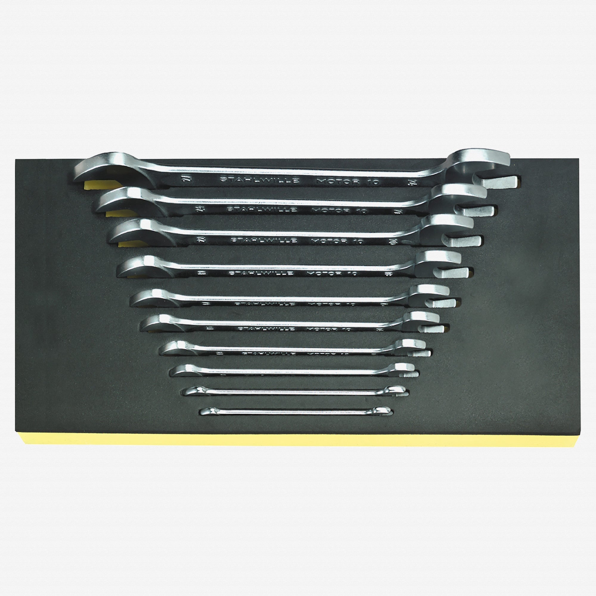 Stahlwille TCS 10/10, 6x7-24x27 mm Double Open End Wrench Set in TCS Inlay, 10 Pieces