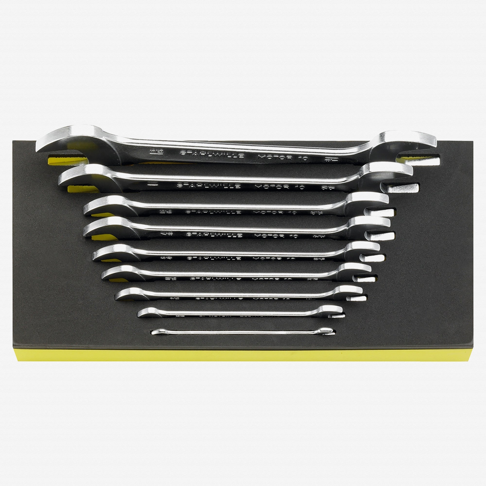 Stahlwille TCS 10a/9 MOTOR Double Open-ended SAE Wrench Set in TCS Inlay, 9 Pieces, 1/4" - 1 5/16"