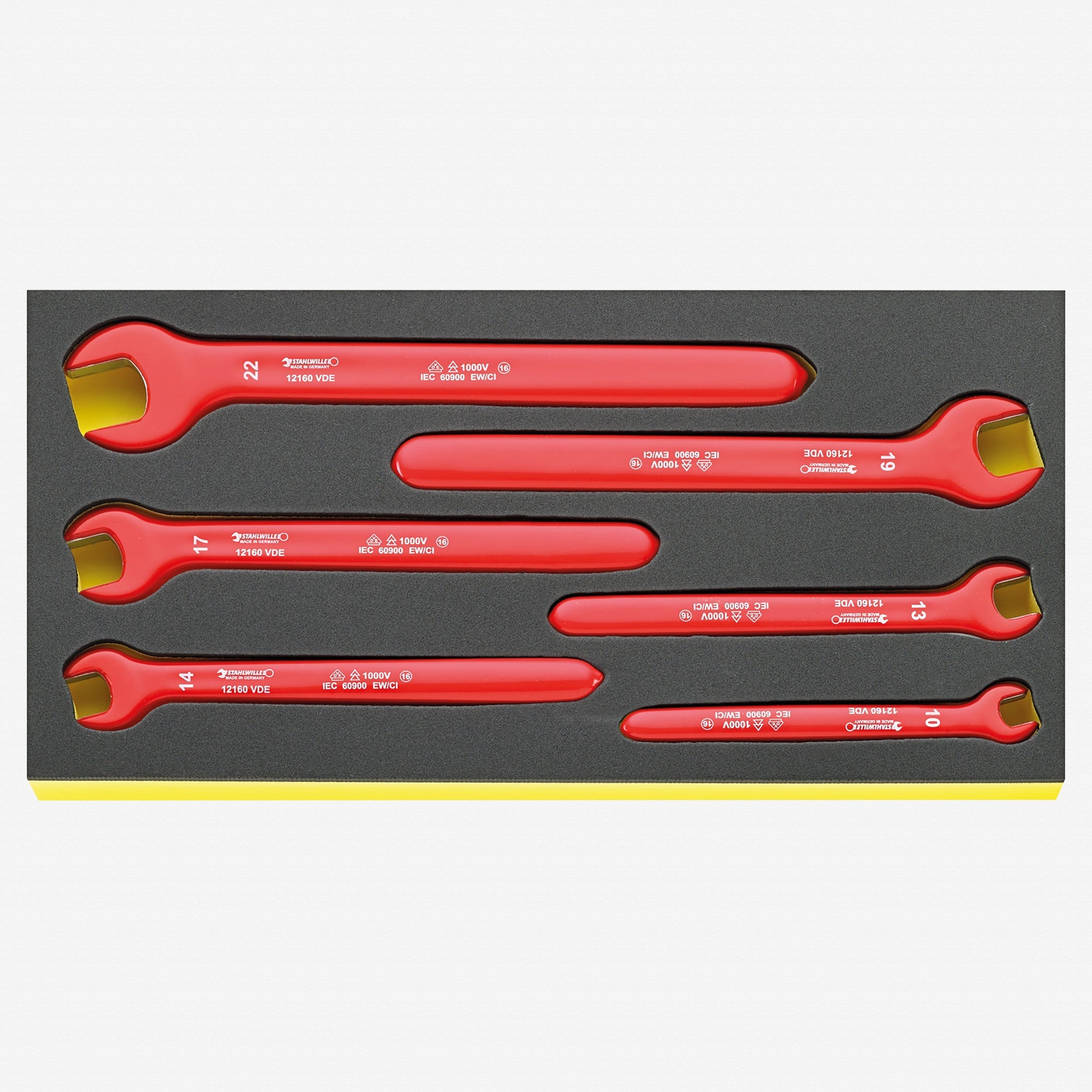 Stahlwille TCS 12160 VDE Insulated Metric Single Open-ended Wrench Set, 6 Pieces in TCS Inlay