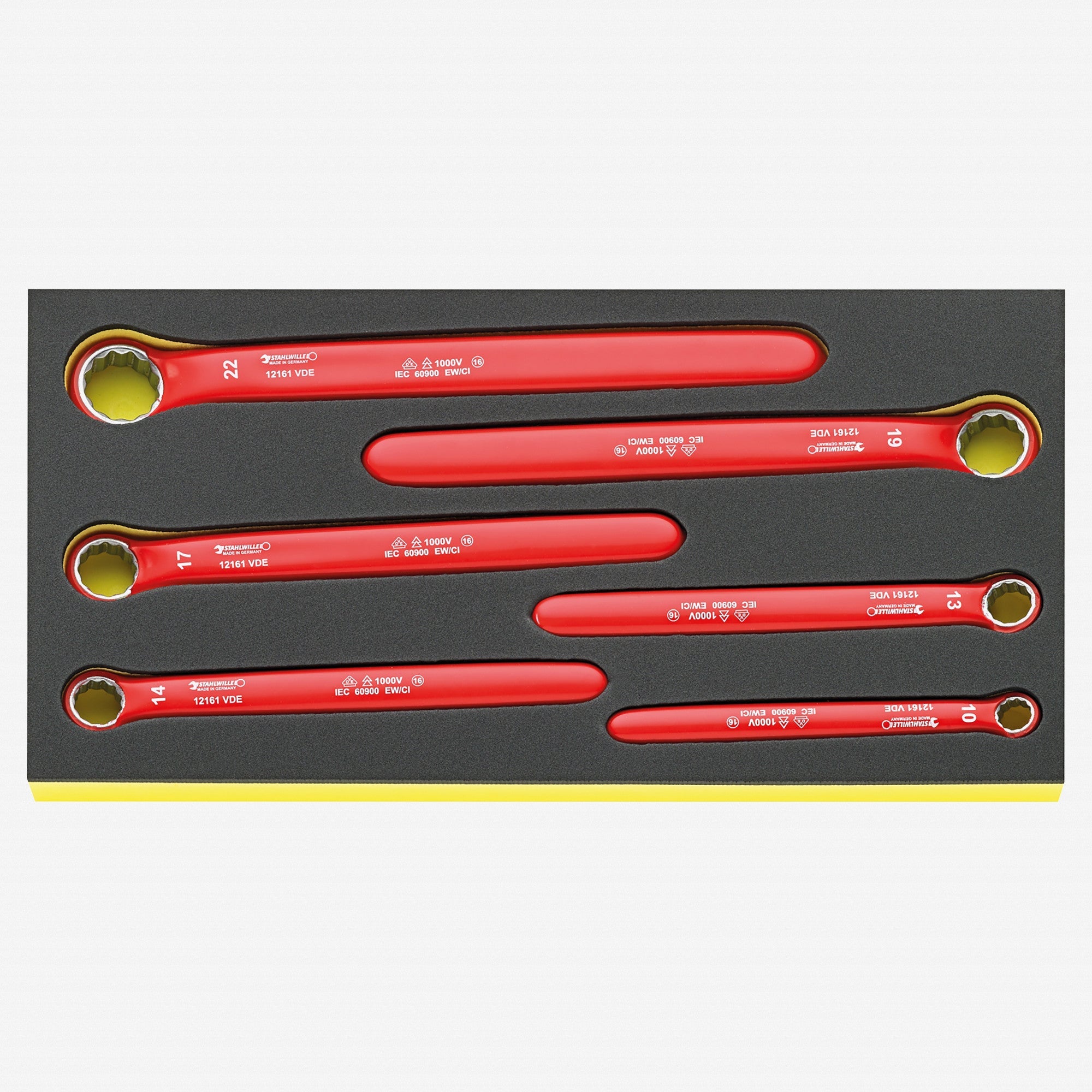 Stahlwille TCS 12161 VDE Insulated Metric Single Box End Wrench Set in TCS Inlay, 6 Pieces