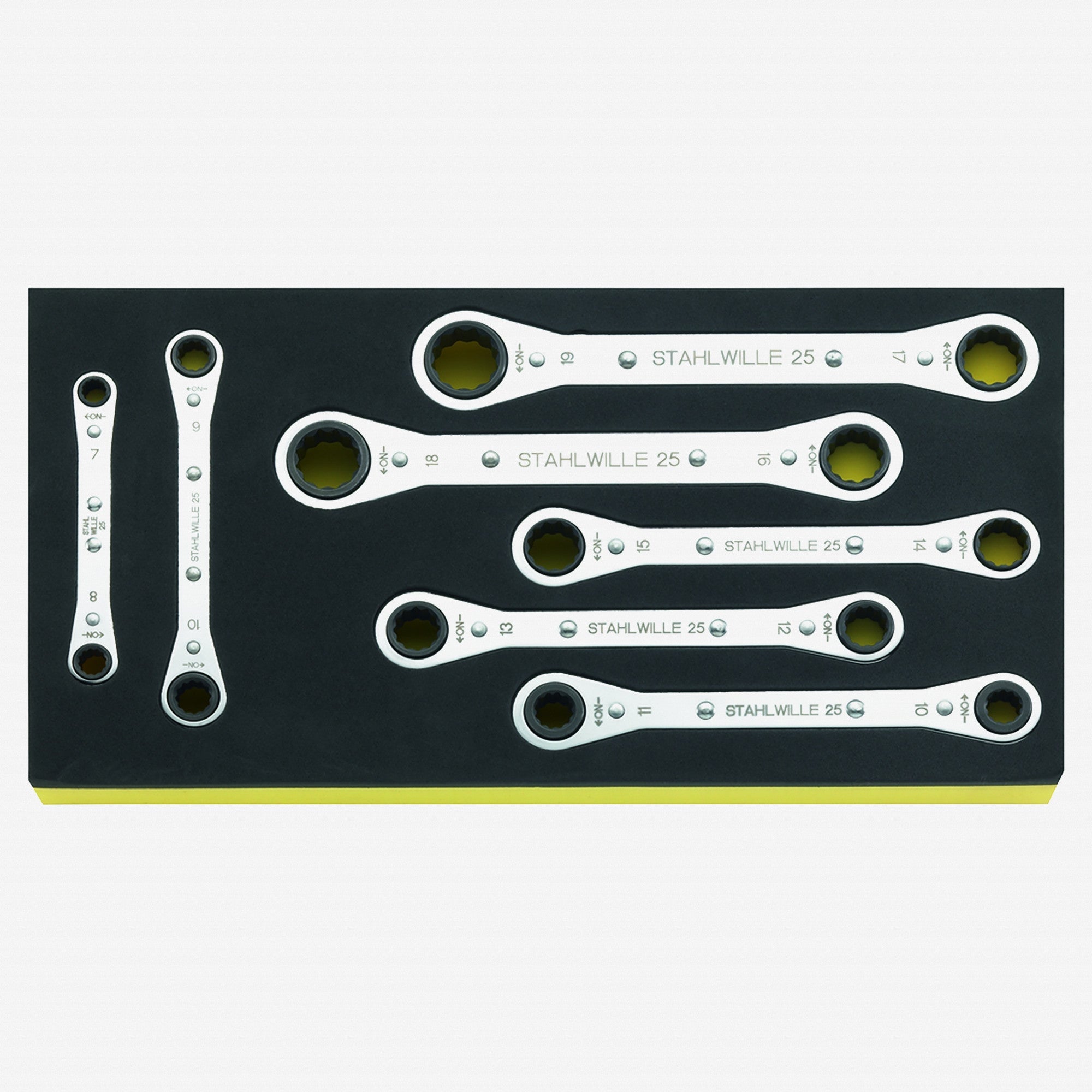Stahlwille TCS 25/7 Ratchet Ring Spanner Set, Metric, 7 - 19 mm,7 pcs