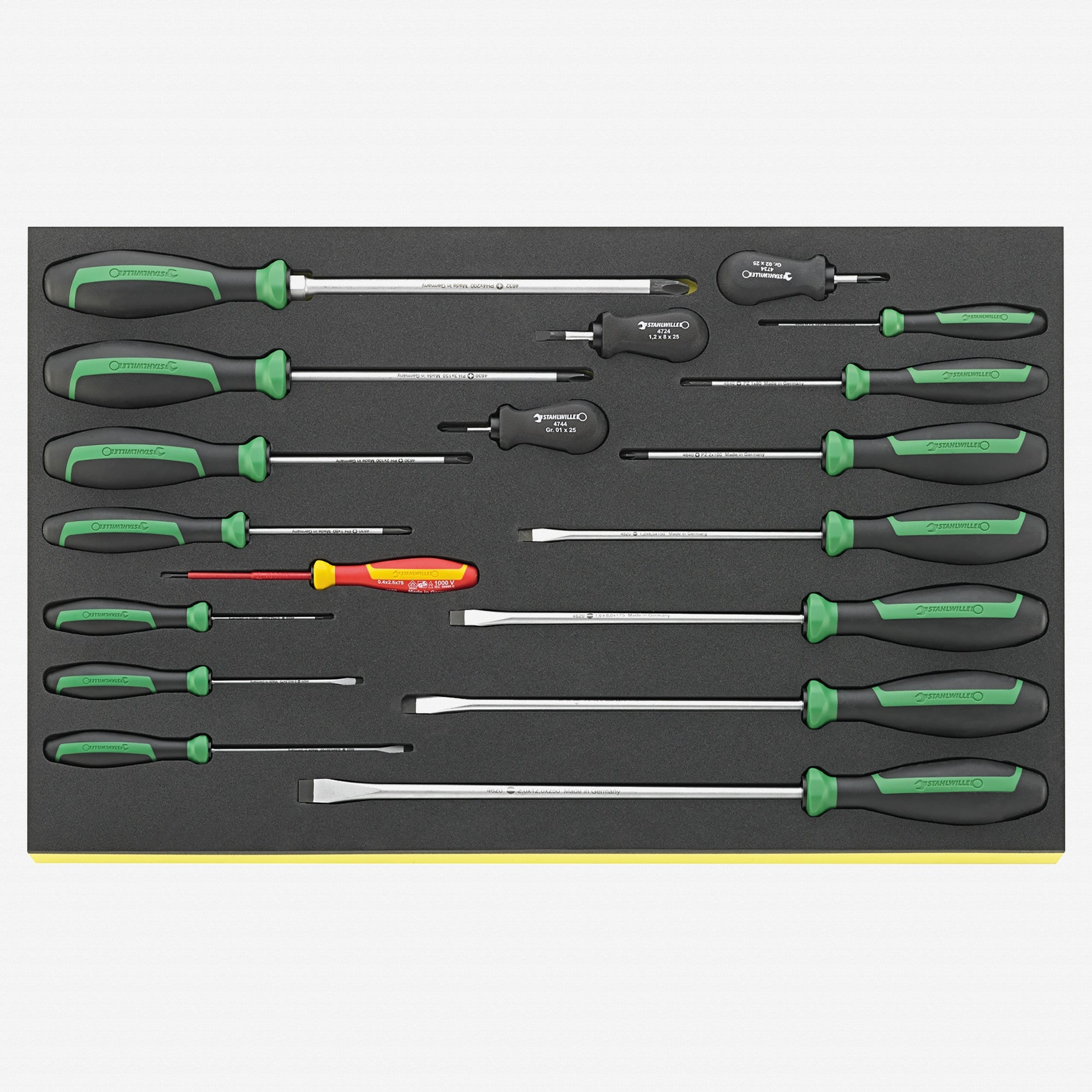Stahlwille TCS 4620/4660VDE DRALL+ SL/PH/PZ Screwdrivers in TCS Inlay, 18 Pieces