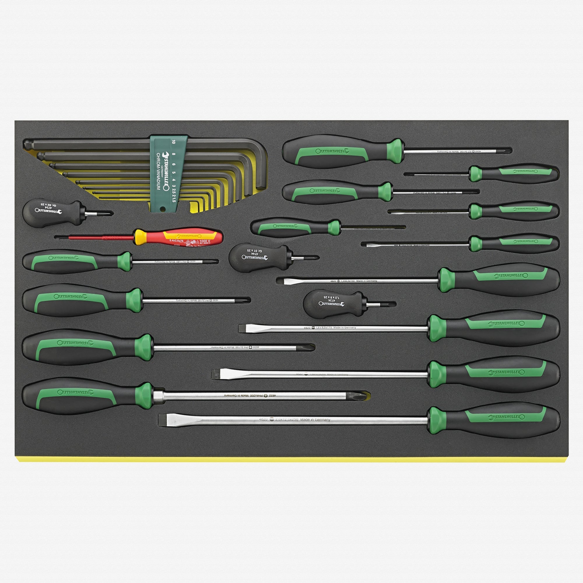 Stahlwille TCS 4620/4660VDE+10767 DRALL+ Screwdrivers and L-keys in TCS Inlay, 27 Pieces