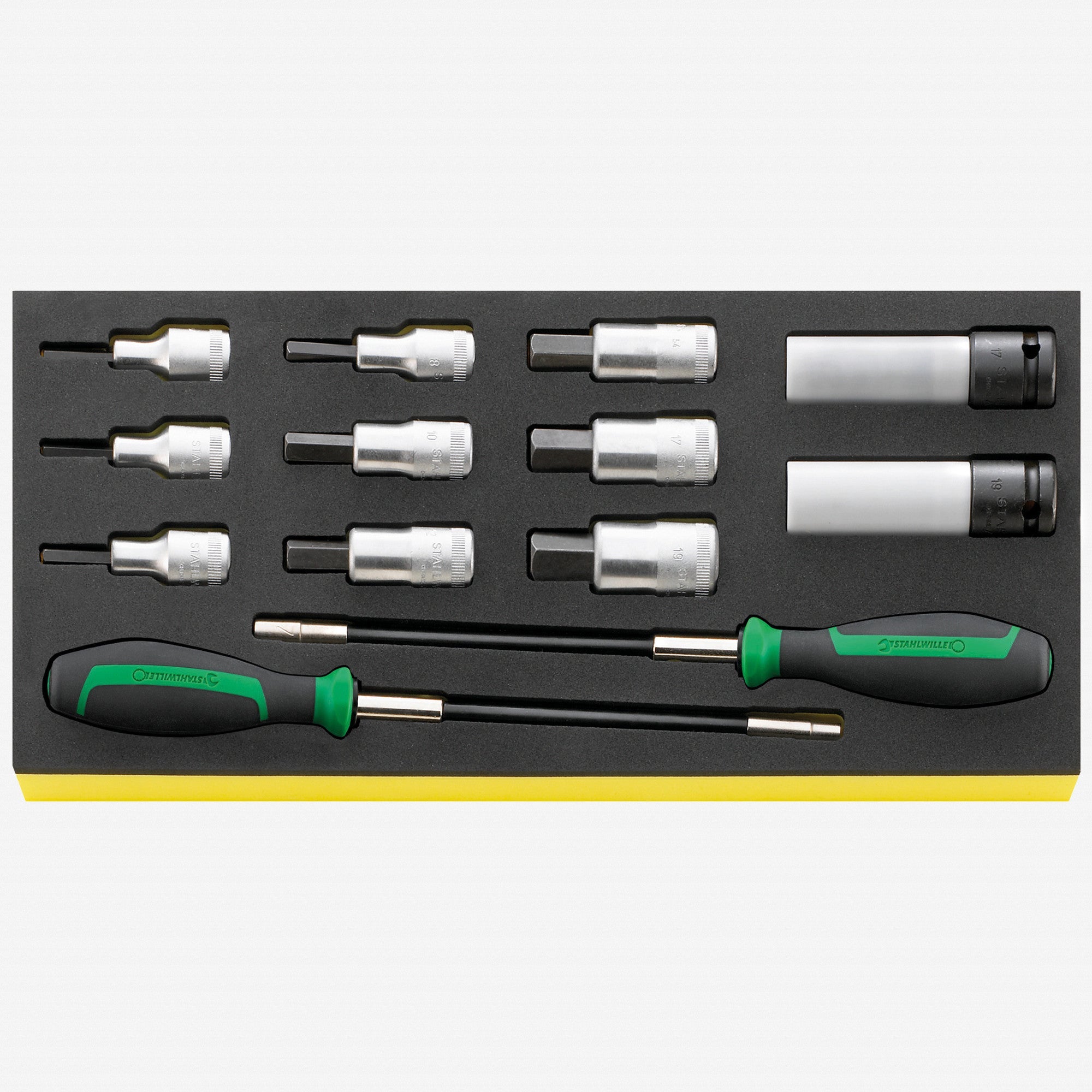 Stahlwille TCS 54/2309K/12506 1/2" Inside Hex and Impact Sockets in TCS Inlay, 13 Pieces