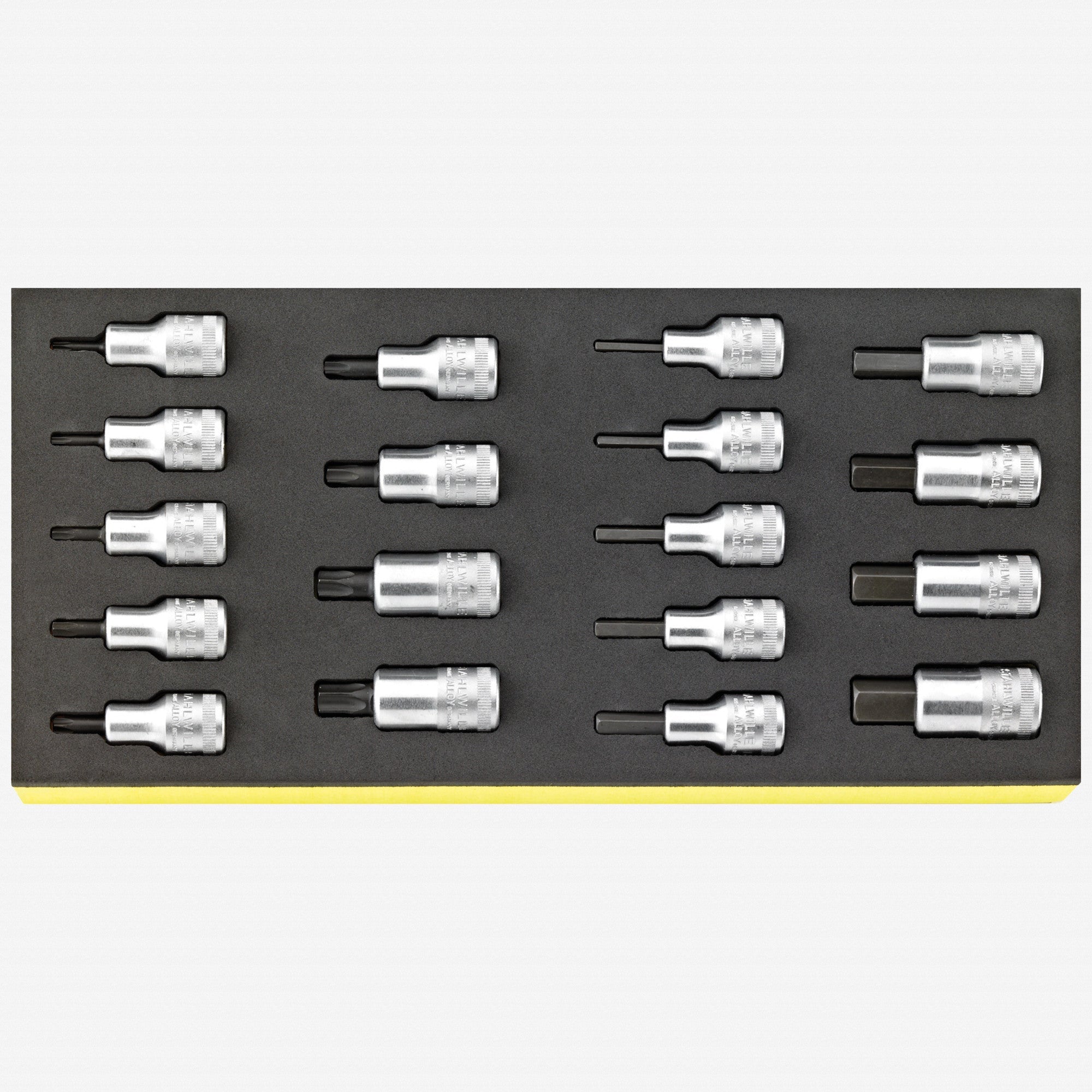Stahlwille TCS 54/54TX/18 1/2" TORX and Metric Hex Bit Sockets in TCS Inlay, 18 Pieces