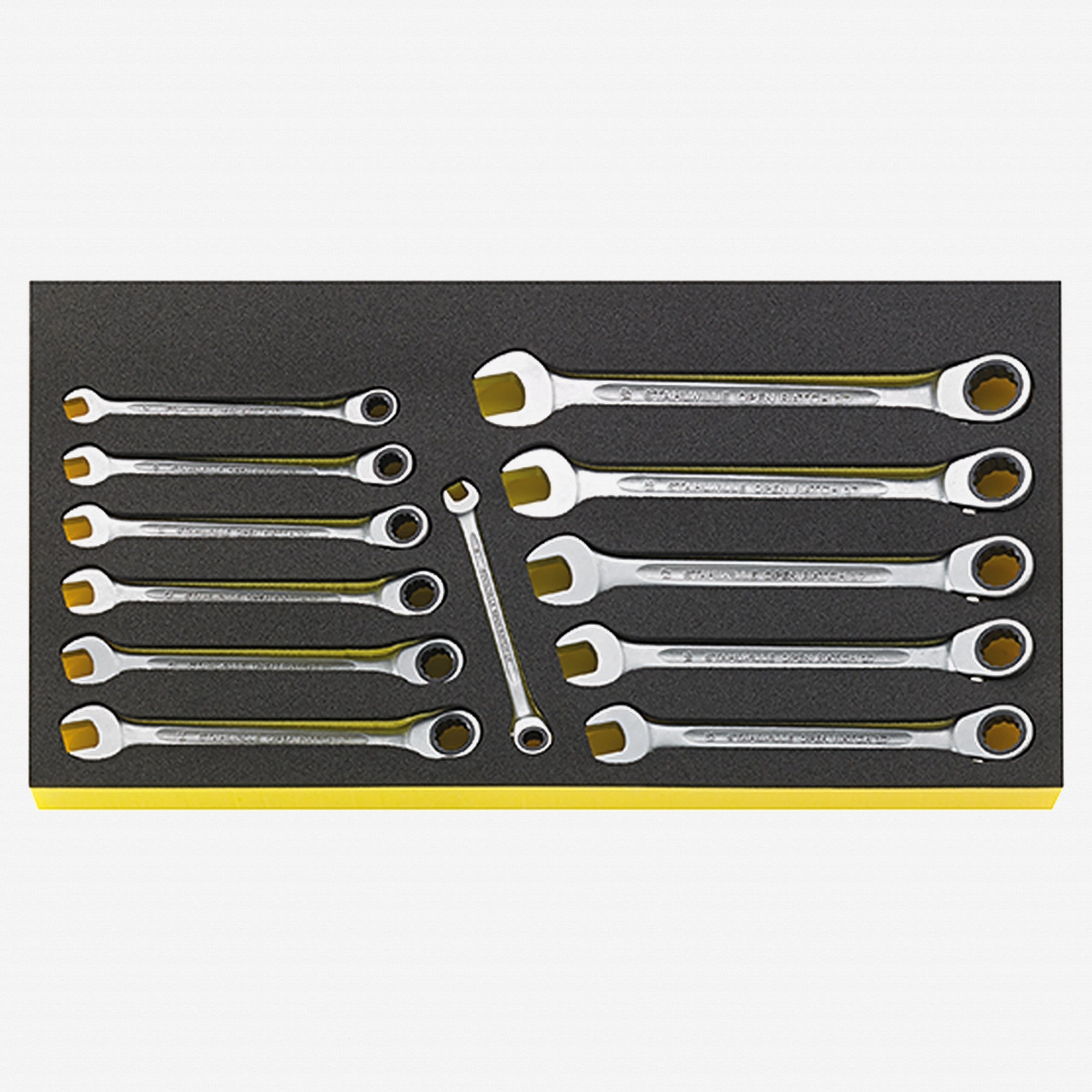 Stahlwille TCS WT 17/12 OPEN RATCH Metric Ratcheting Combination Wrench Set, 8 - 19 mm, 12 Pieces