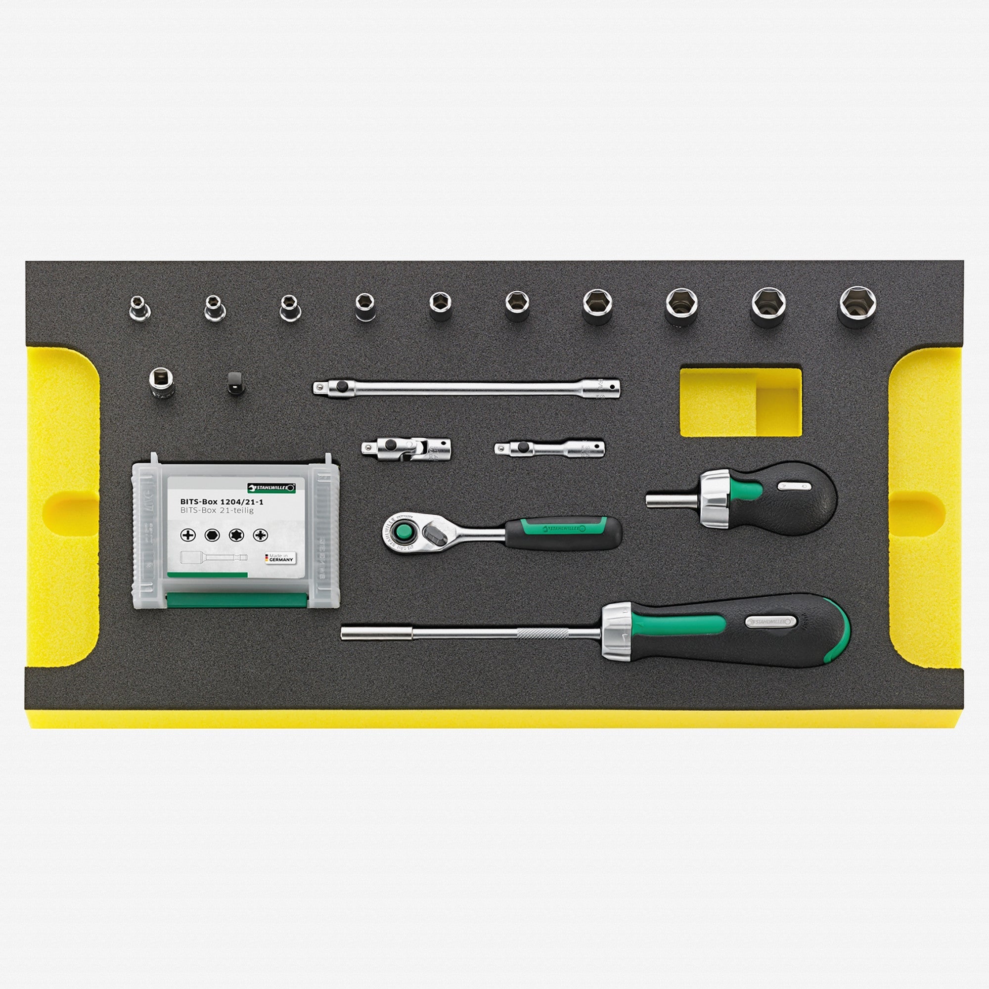 Stahlwille TCS WT 40/4008/10/9 1/4" Ratchet and Bit Ratchet Set in TCS Inlay, 39 Pieces