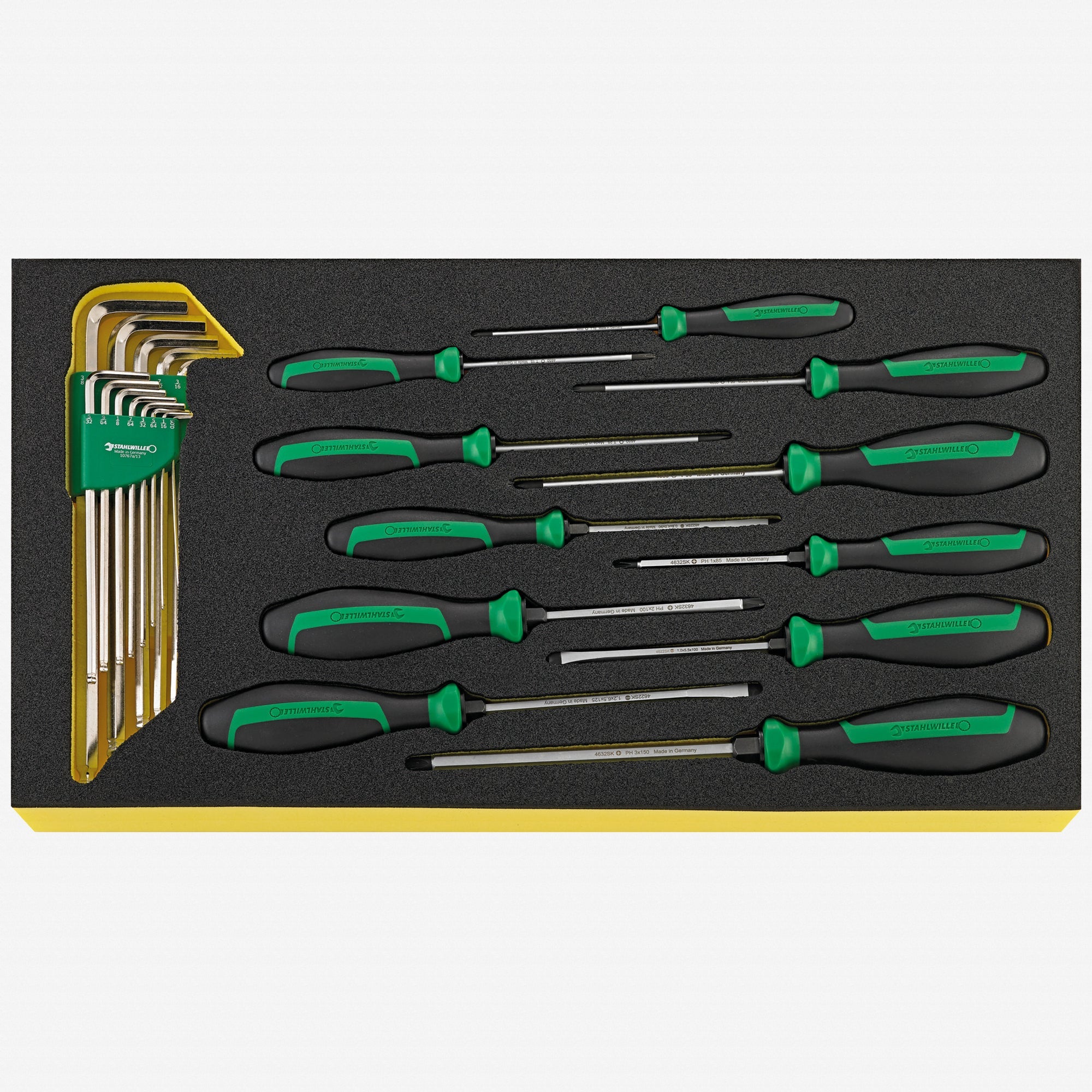Stahlwille TCS WT 4622-4650-1 DRALL+ Screwdriver and SAE L-keys Set in TCS Inlay, 24 Pieces