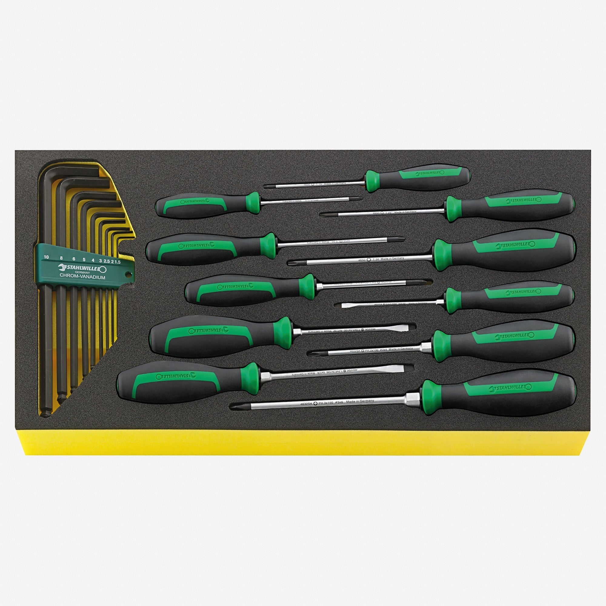 Stahlwille TCS WT 4622-4650 DRALL+ Screwdriver and L-keys Set in TCS Inlay, 20 Pieces