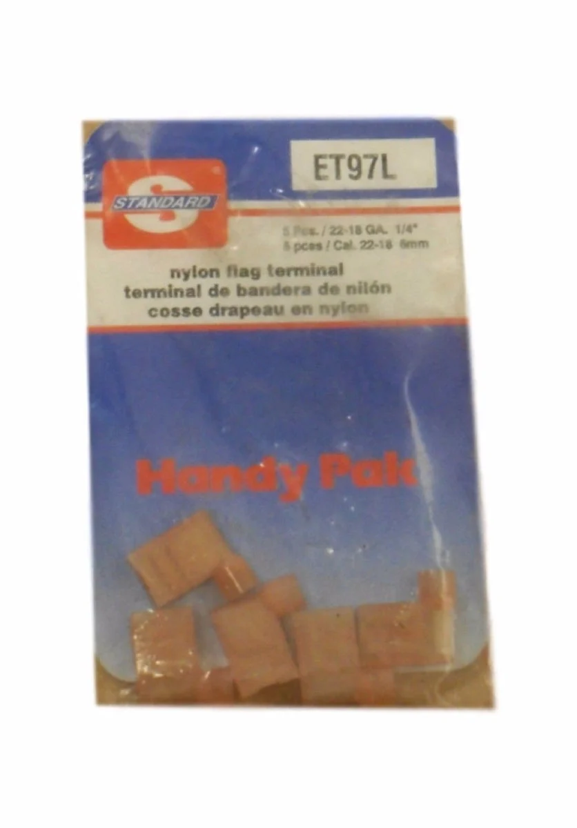 Standard Brand (5) Nylon Flag Terminals ET97L 22-18 GA 1/4″ New!