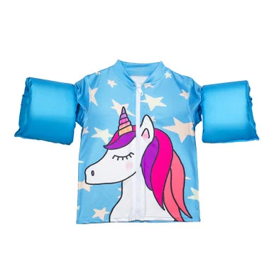 Swim in Style! 18-Inch Turquoise Girls Swim Shirt with Unicorn Floaties – Making Magic!