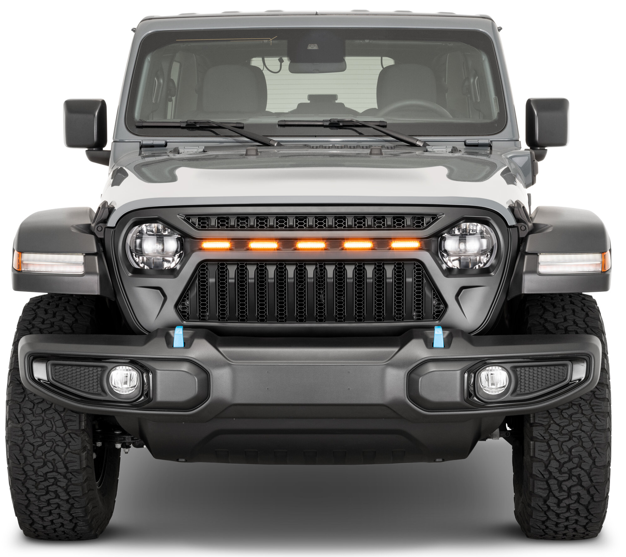 TACTIK Reef Shark Grille with LED Running Lights for 18-25 Jeep Wrangler JL & 20-25 Jeep Gladiator JT w/o TrailCam