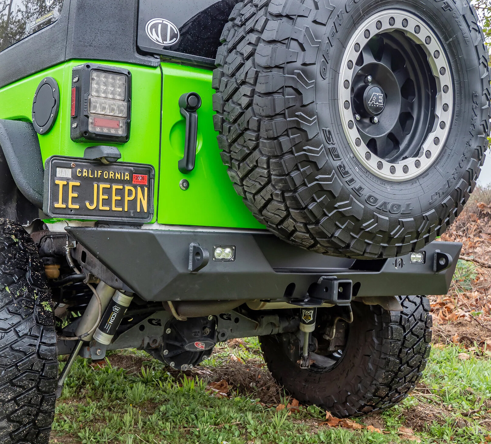 Turn Offroad JKRB-02 Rear Bumper with LED Light Pods & Recevier Hitch for 07-18 Jeep Wrangler JK