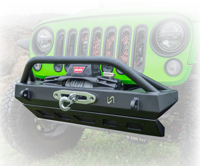 Turn Offroad JPFB-04 Front Stubby Bumper with Skid Plate for 07-26 Jeep Wrangler JK, JL & Gladiator JT