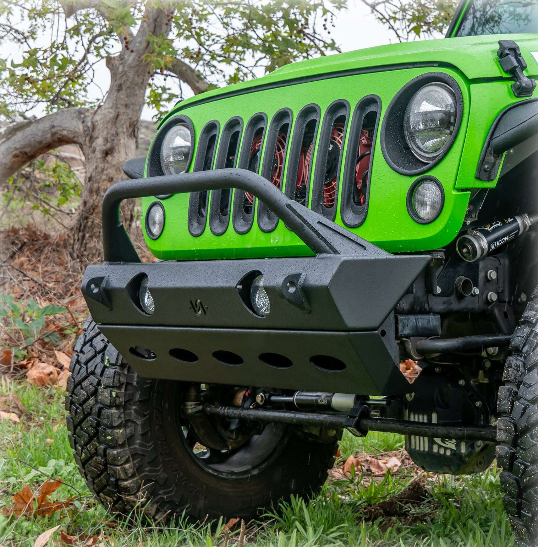 Turn Offroad JPFB-02 Front Stubby Bumper with Full Skid Plate for 07-26 Jeep Wrangler JK, JL & Gladiator JT