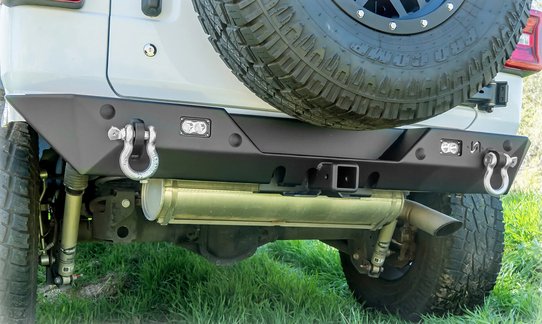 Turn Offroad JLRB-02 Rear Bumper with LED Pod Lights & Receiver Hitch for 18-26 Jeep Wrangler JL