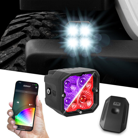 XKGLOW 2pc C3 SAE Cube Light Kit with XKchrome Smartphone App