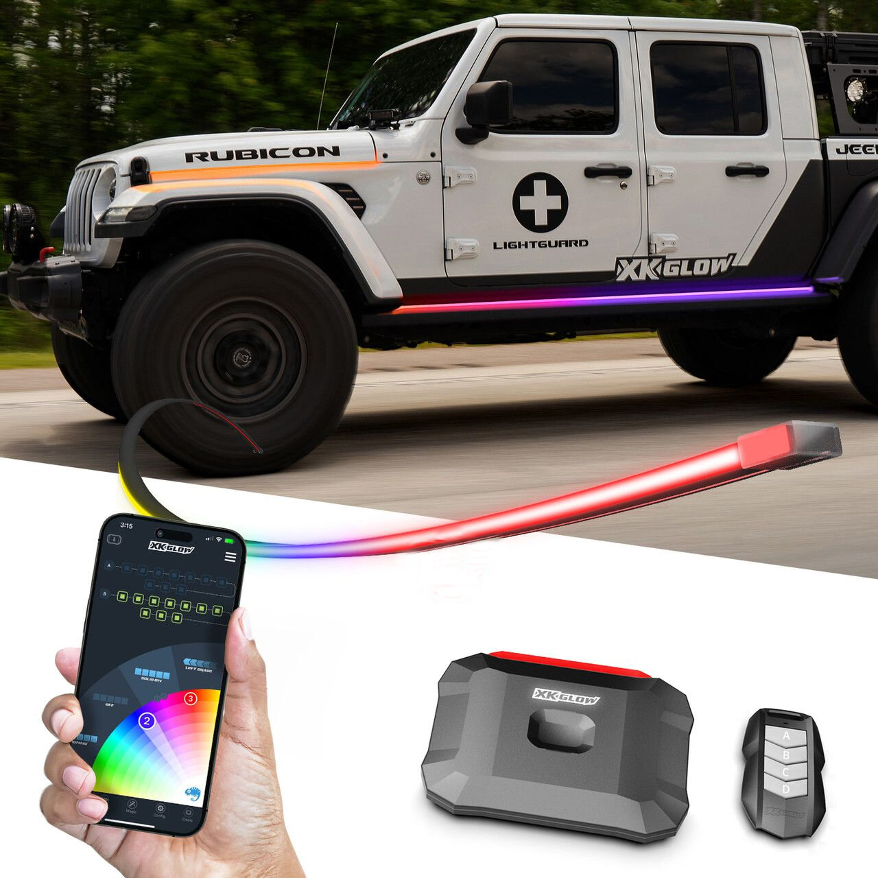 XKGLOW XKmax RGB Addressable Accent Light Strip Kitfor Jeep Vehicles
