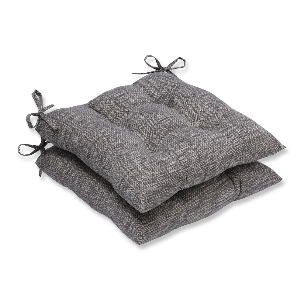 Tufted Outdoor Patio Square Seat Cushions – 5″ – Brown and Gray – Set of 2